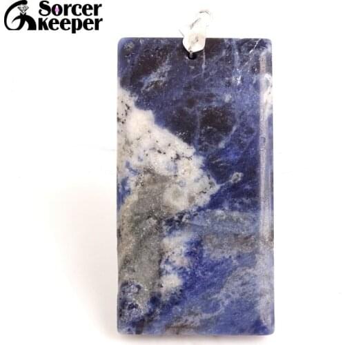 Women & Men Fashion Jewelry Pendants Necklaces With Chain Wholesale Blue Sodalite Beads Quartz Stone Colares Femininos BC306