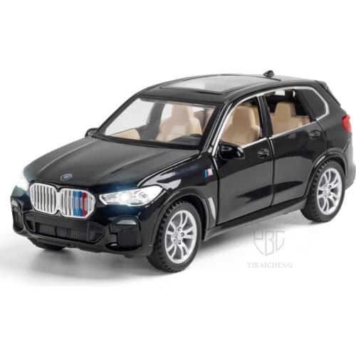 1/32 Alloy Diecast X5 SUV Car Models Toy Simulation Vehicle Sound Light Pull Back 6 Doors Opened Toys High Simulation Kids Toys