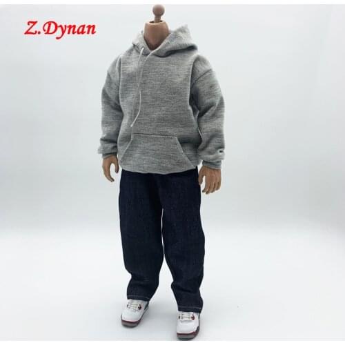 1/6 Mens casual wear hoodie loose jeans, suitable for M34 M35 strong muscular body figures