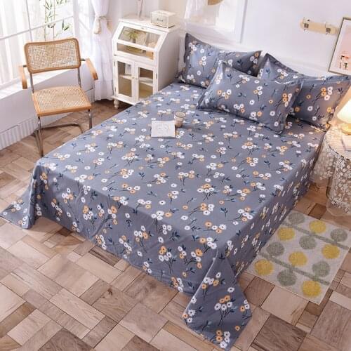 1 Pcs Floral Elastic Bedding Sheet Plaid 100% Cotton Durable Bedspreads Washable Household Bed Linen For Single King Queen Bed