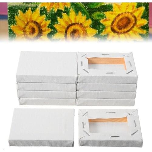 10pcs 5*7cm Painting Canvas Blank Mini For Oil Paint Wood Frame White Stretched Cotton Canvas DIY Artists School Supply