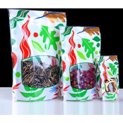 100pcs Stand up Seaweed Clear Plastic Zipper Bags Resealable Snack Spice Vegetables Tea Gifts Heat Sealing Fridge Fresh Pouches