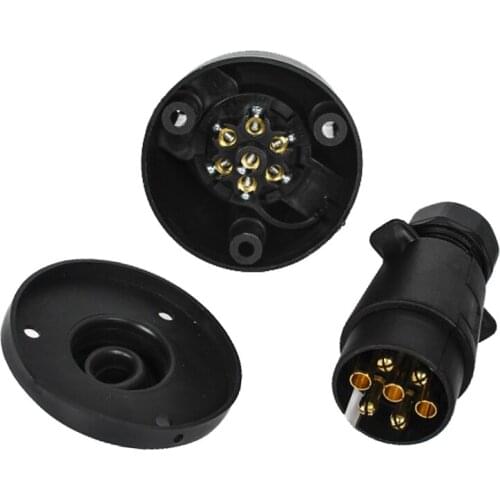 2PCS 7 Pin Electric Towbar Plug & Socket Trailer CARAVAN Tow Wiring Lights