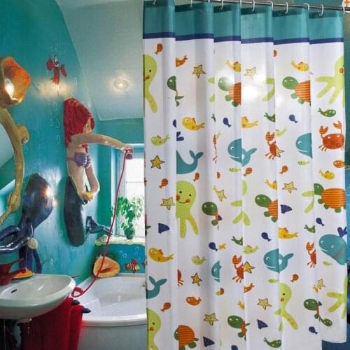 35Waterproof Bath Curtains Bathroom Cartoon Fish Shower Curtain Bathtub Bathing Cover Extra Large Wide 12 Hooks cortina de banho