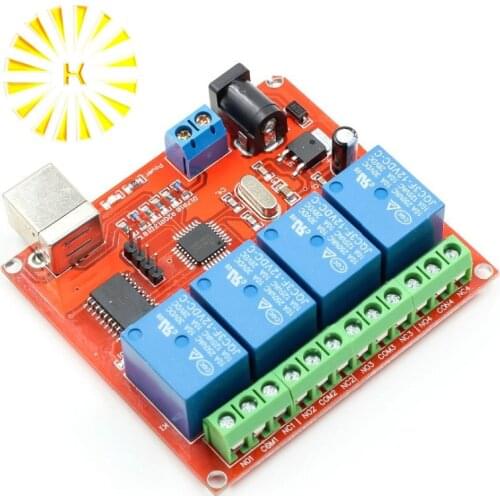 4 Channel DC 12V Computer USB Control Switch Drive Relay Module PC Intelligent Controller 4-way 12V Relay Module