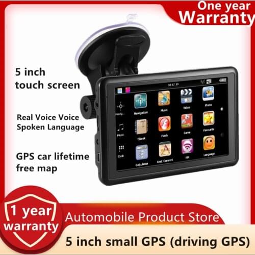 GPS Car navigation android navigator 5 inch 8g+128m with FM transmitter Real voiceTurning direction of spoken speech Remind