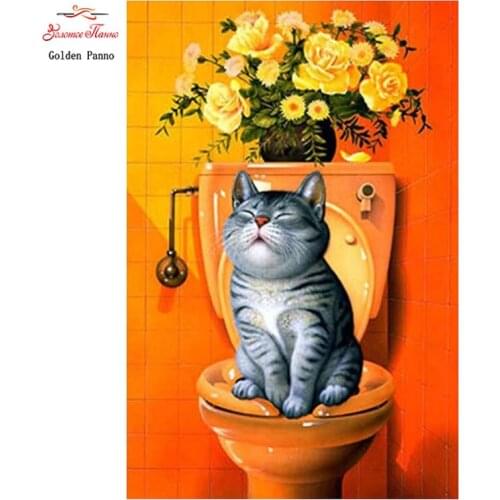 Golden panno,5D,diy diamond embroidery,Full,square,Diamond Painting,Cross Stitch,3D,diamond,Mosaic,Needlework,Standing cat 726S