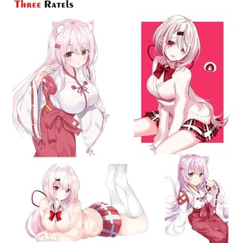 Three Ratels FC601 shiina yuika render neko for car sticker cute girl pvc waterproof cartoon stickers Auto accessories