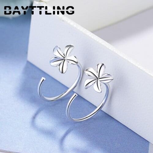 BAYTTLING 925 Sterling Silver 12MM Fine Flower Stud Earrings For Lady Fashion Wedding Jewelry Couple Birthday Gift