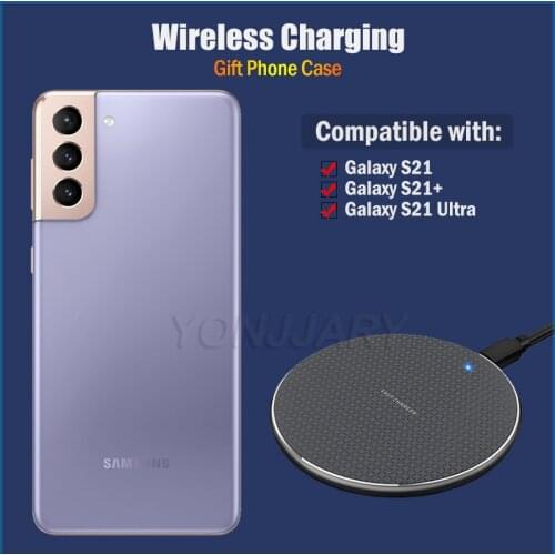 Fast Qi Wireless Charging for Samsung Galaxy S21 Ultra Plus S21+ 5G 10W Wireless Charger Pad Gift TPU Case S21