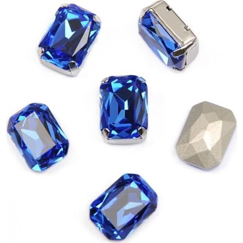 CTPA3bI Super Shiny Sapphire Color Octangle Crystal Glass Sewing Rhinestones DIY Jeans Woman Wedding Dresses Jewelry