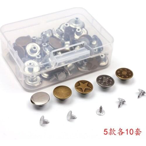 Deesea 50 Sets Replacement Jeans Buttons, 17mm Metal Button Snap Buttons Combo Copper Tack Jean Buttons Replacement Kit