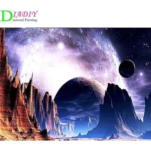 DIADIY Full Square Diamond Painting Space 5D DIY Mosaic Diamond Embroidery Landscape Cross Stitch Kit Home Decor