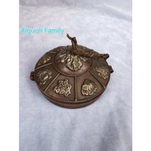 Diameter 10CM!!!Nepal/Asian Antique Tibet Old Handwork 1 Pair Copper Bell With Box From Traditional Tibetan Handicrafts 02