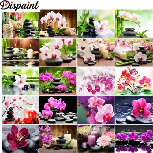 Dispaint 5D Diamond Pattern Rhinestone Needlework Diy Diamond Painting Cross Stitch "Flower stone bamboo" Diamond Embroidery