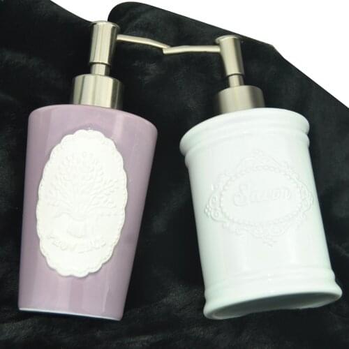 Franch Art Charming Ceramic Relief Provence Savon Logo Perfume Soap Dispenser Shower Bath Bathroom Hotel Gel Lotion Pump Bottle