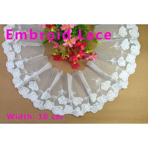 10cm width Cotton embroid sewing ribbon guipure lace trim or fabric warp knitting DIY Garment Accessories free shipping#2975