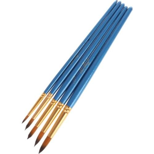 5xWatercolor Gouache Paint Brushes Round Pointed Tip Nylon Hair Set Art Supplies