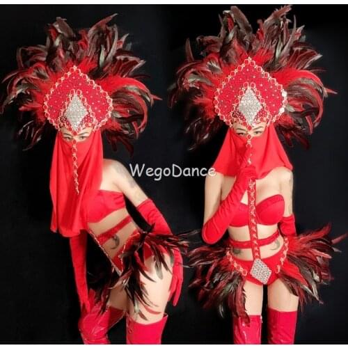 Bar Ds Costumes Nightclub Ds New Year Sexy Gogo Lead Dancer Clothing Feather Bikini