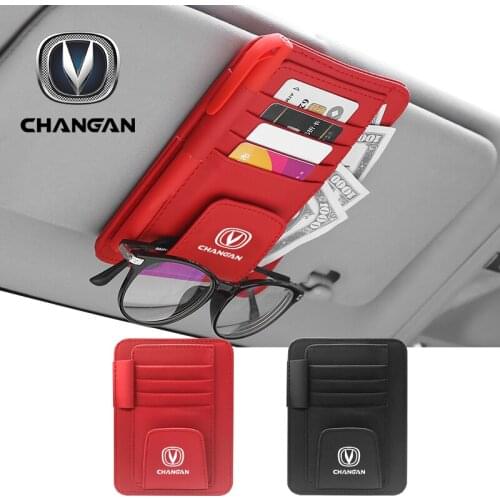 Leather Car Glasses Storage Clip For Changan Eado XT CS35 CS75 PLUS CS85 COUPE 95 Multi-function card package pen receipt holder