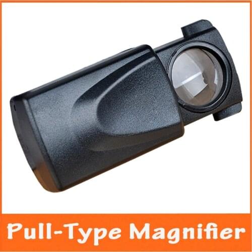 30x20mm Pull-Type Magnifier Currency Detecting Jewelry Identifying loupe with LED lights Pocket Repair Tool Magnifying Glass
