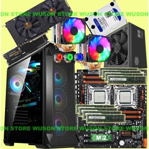 HUANANZHI dual X79-8D motherboard 500G NVMe SSD Xeon CPU E5 2680 V2 dual cooler RAM 128G(8*16G) 1866 RECC 600W PSU GTX1660 6GD6