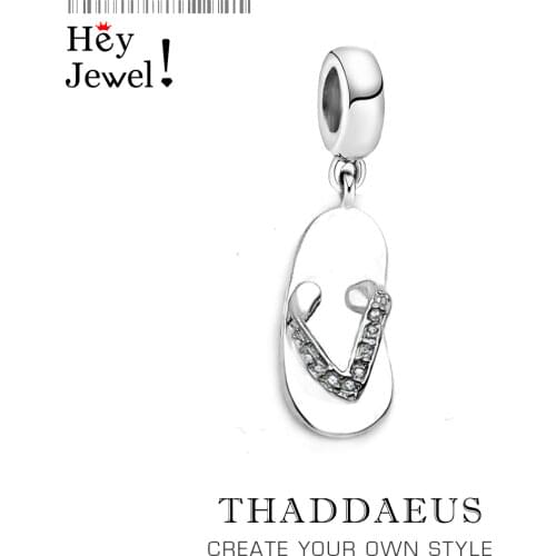 2018 Fashion Classic Flip-flop Charm Lucky 925 Sterling Silver Pure Pendant Fit Bracelet Women Mens Charm Jewelry Gifts