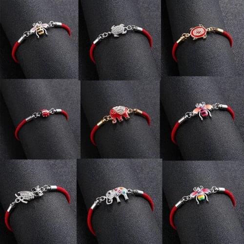 Fashion Red String Thread Rope Bracelet Small Owl Elephant bee Turtle Butterfly Charm Bracelets For Women Jewelry wholesale