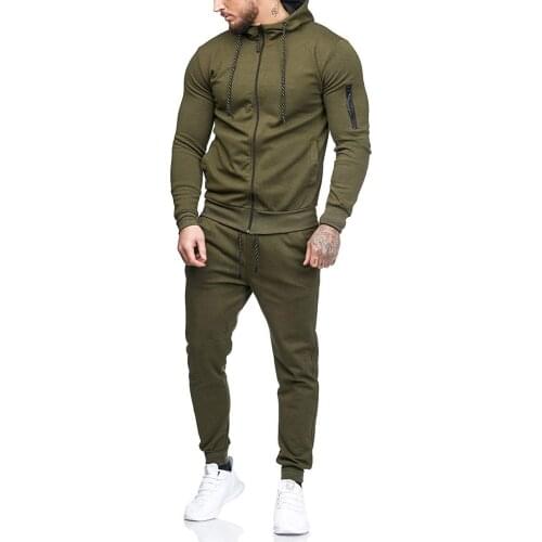 Mens Sport Sweatsuits Arm Zipper Decorative Fall and Winter European and American Fashion Fitness Casual Sets