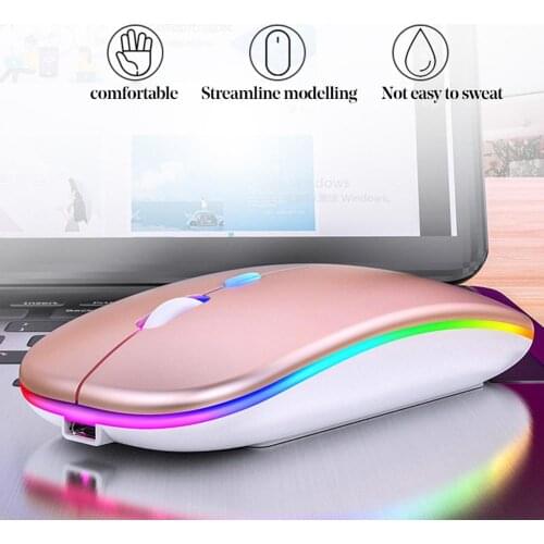 Wireless Bluethooth Mouse RGB Rechargeable Mouse Wireless Computer Silent Mouse LED Backlit Ergonomic Gaming Mouse For Laptop PC