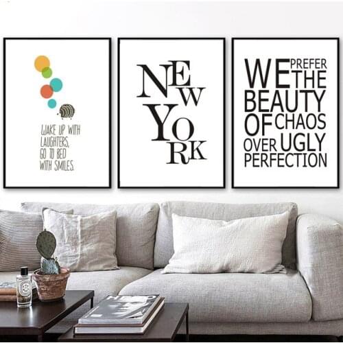 New York Quotes Art Print Poster Abstract Canvas Painting Minimalist Wall Pictures For Living Room Bedroom Decoration No Framed