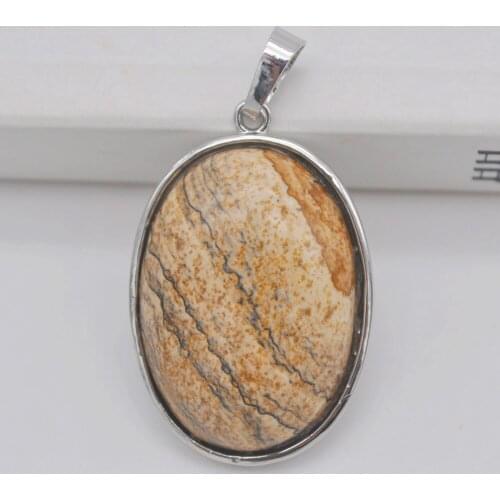Picture Stone Bead Oval Pendant Jewelry For Woman Gift S932