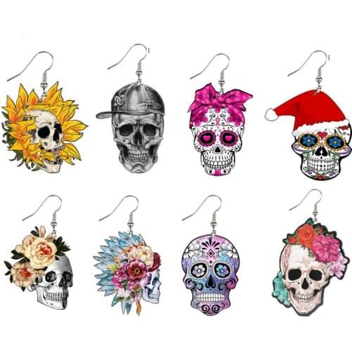 Lot Fashion Flower candy skull cross halloween fear skull ghost head Pendant Handmade Earring Bracelet Necklace Jewelry Making