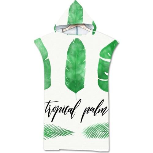 New leaves geometry Towel Adult Microfiber Dressing Robe Hooded Bath Towel Swimming Surfing Beachwear
