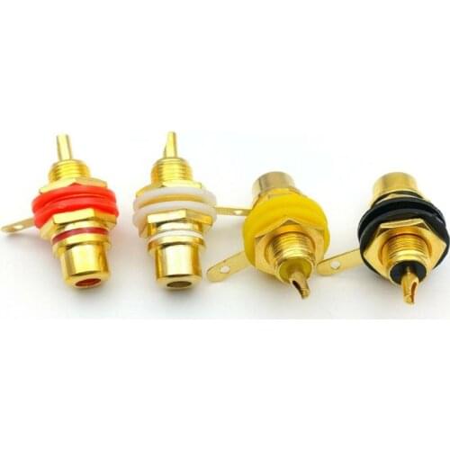 80pcs 4 color Gold Plated RCA Female Jack Panel Mount Chassis Socket connector