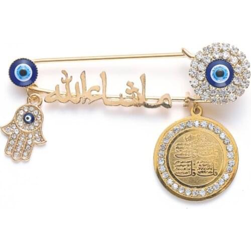 Religious Style Muslim Islam Arabic Palm Disc Turkey Evil Eye Classic Brooch Pin