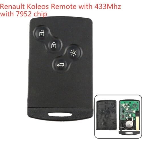 RIOOAK New Auto key 5pcs 4 button Smart Card key Keyless Entry Fob pcf7952 chip For Renault Koleos Scenic Laguna key