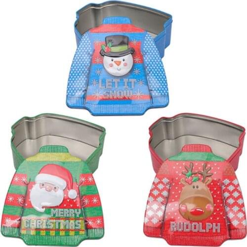 Christmas Tinplate Box Clothes Decorative Candy Cookie Storage Container Gifts