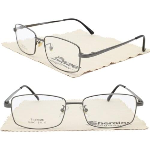 S1001 classic pure titanium fullrim IP vacuum color coating shield shape light weight simple precription glasses for men