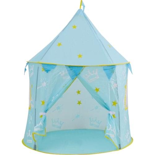 Foldable Play Tent Crown Castle Playhouse Polyester Kids Toys Portable Boy Girl Easy Install Indoor Outdoor Garden Gift