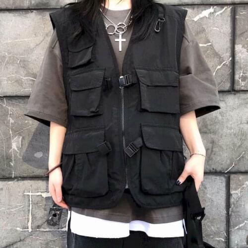 New style vest Women Man Korean four seasons thin multi-pocket loose dark tooling men and women couple jacket functional style