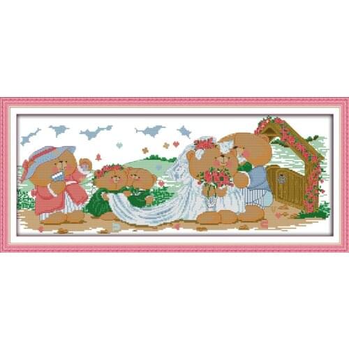 Wedding of Bear Andrew cross stitch kit cartoon 14ct 11ct count print canvas stitching embroidery DIY handmade needlework