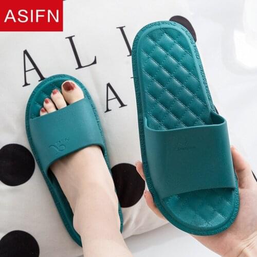 ASIFN 2021 New Bathroom Women Slippers Platform Indoor House Slipper Soft Anti-slip Home Floor Slides Ladies Summer Shoes