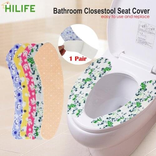 Warm Soft Non-woven Fabrics Home Decoration Bathroom Closestool Seat Cover Portable Toilet Lid Pad 1 Pair Toilet Seat Cover