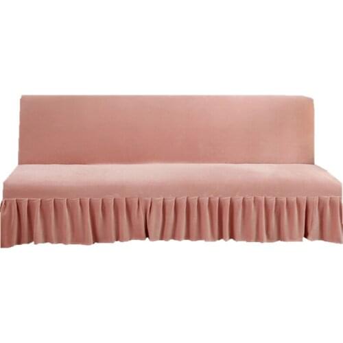 Thick Plush Folding Sofa Cover All-Inclusive Universal Without Armrest Stretch Full Cover Fabric Plus Velvet Sofa Bed Cover