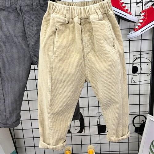 Corduroy Pants 2020 Autumn Baby Boy Korean Style Casual Sample Fashion Pockets Loose Trousers Solid Color Kids Clothing 35