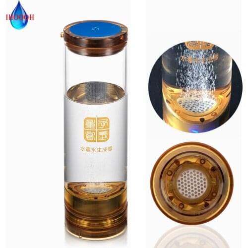 Hydrogen Rich Generator Water Bottle 600ml Rechargeable Electrolysis ORP Alkaline Pure H2 Ionizer Glass Drinking Cup Anti-Aging