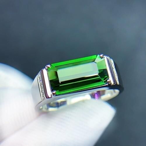 TM512 Fine Jewelry 18K Gold Jewelry 100% Natural Green Tourmaline Gemstones 4.0ct Diamonds Males Wedding Fine Mans Rings