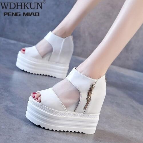European Wedges with High-heeled Sandals Muffin Thick-bottom Fish Mouth Shoes New Internal Increase Womens Shoes Cool Boots