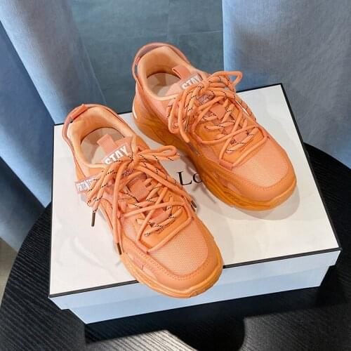 New Platform Summer Casual Shoes Woman Leather Mesh Fashion Chunky Sneakers Female Ladies Trainers Footwear